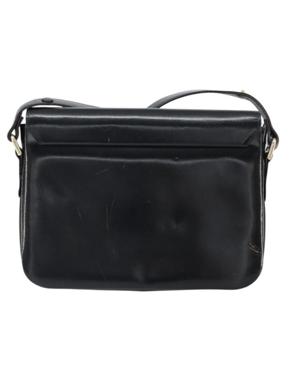 Authentic CELINE Horse Carriage Shoulder Bag Leather Black Gold - Picture 3 of 16